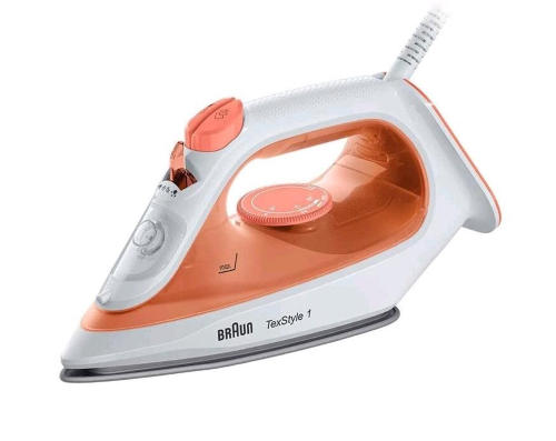 BRAUN TEXSTYLE 1 SI1009OR FERRO A VAPORE 1.900 W PIASTRA ANTIADERENTE SERBATOIO 220 ML VAPORE CONTINUO BIANCO ARANCIONE